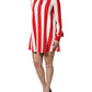 White Red Stripes Long Sleeves Mini Dress