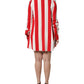 White Red Stripes Long Sleeves Mini Dress