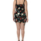 Black Floral Sequin Sleeveless Sheath Dress