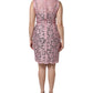 Pink Floral Lace Sleeveless Sheath Dress