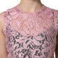 Pink Floral Lace Sleeveless Sheath Dress