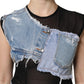 Black Blue Sleeveless Denim Mini Dress