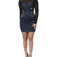 Black Blue Long Sleeves Denim Mini Dress