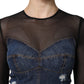 Black Blue Long Sleeves Denim Mini Dress