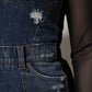 Black Blue Long Sleeves Denim Mini Dress