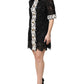 Black Floral Lace Embellished Mini Dress