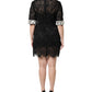 Black Floral Lace Embellished Mini Dress