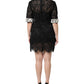 Black Floral Lace Embellished Mini Dress
