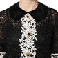 Black Floral Lace Embellished Mini Dress