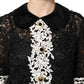 Black Floral Lace Embellished Mini Dress