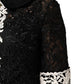 Black Floral Lace Embellished Mini Dress
