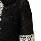 Black Floral Lace Embellished Mini Dress