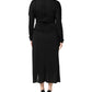 Black Wool Long Sleeves Sheath Midi Dress