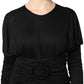 Black Wool Long Sleeves Sheath Midi Dress