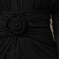 Black Wool Long Sleeves Sheath Midi Dress
