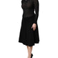 Black Cashmere Long Sleeves A-line Midi Dress