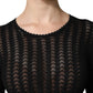 Black Cashmere Long Sleeves A-line Midi Dress