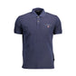 Blue Cotton Men Polo Shirt