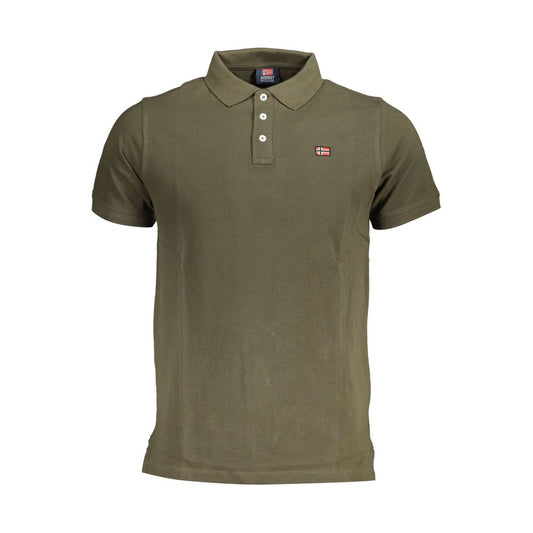 Green Cotton Men Polo Shirt