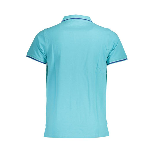 Blue Cotton Men Polo Shirt