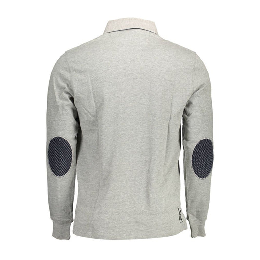 Gray Cotton Men Polo Shirt