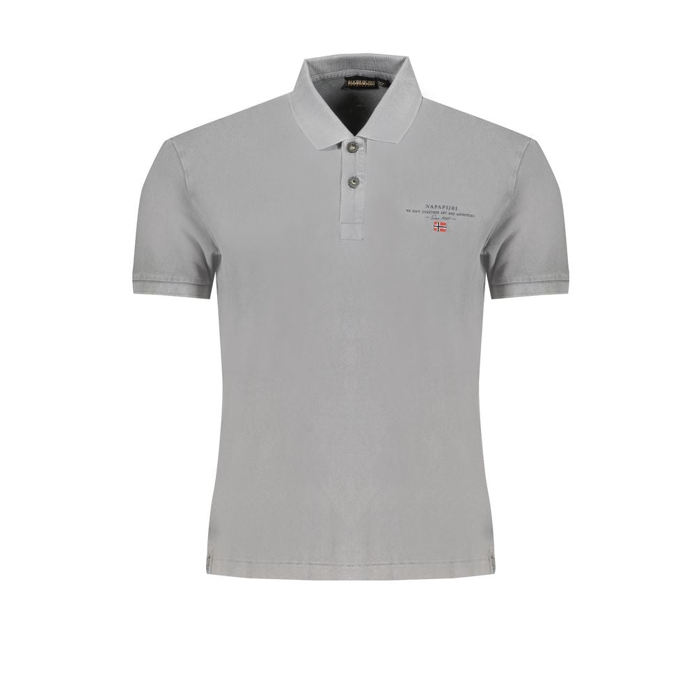 Gray Cotton Men Polo Shirt