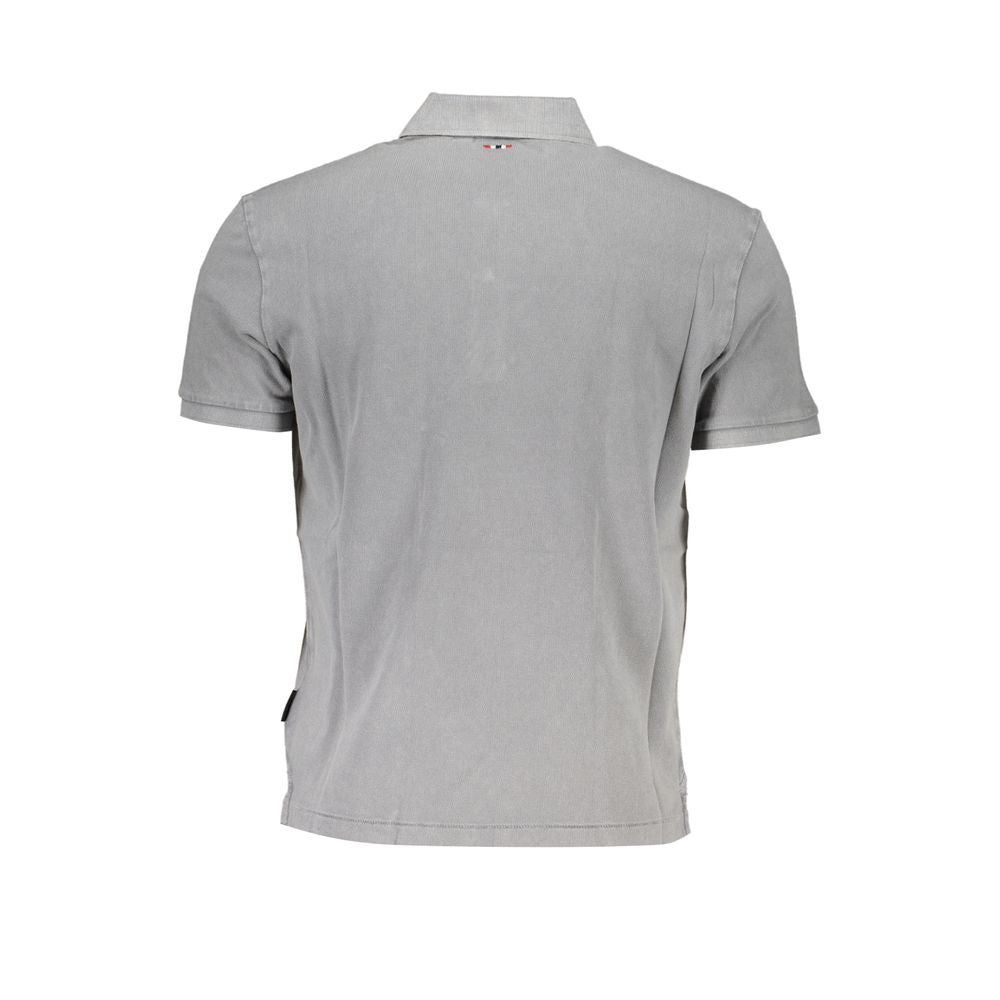 Gray Cotton Men Polo Shirt