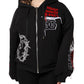 Black Embroidered Full Zip Hooded Jacket