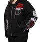 Black Embroidered Full Zip Hooded Jacket