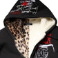 Black Embroidered Full Zip Hooded Jacket