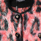 Red Mohair Wool Button Down Cardigan Sweater