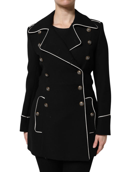 Black Wool Double Breasted Blazer Jacket