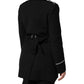 Black Wool Double Breasted Blazer Jacket