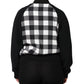 Black White Check Floral Button Down Jacket