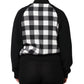 Black White Check Floral Button Down Jacket