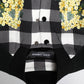 Black White Check Floral Button Down Jacket