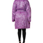 Purple Button Embellished Trench Coat Jacket