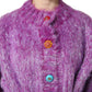 Purple Button Embellished Trench Coat Jacket