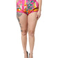 Pink Printed High Waist Hot Pants Shorts
