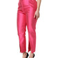 Pink Silk High Waist Tapered Pants