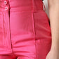 Pink Silk High Waist Tapered Pants