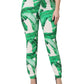 White Green Leaf High Waist Pants