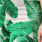 White Green Leaf High Waist Pants
