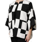 White Black Patchwork Jacquard Blazer Jacket