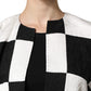 White Black Patchwork Jacquard Blazer Jacket
