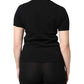 Black Cotton Round Neck Short Sleeve T-shirt