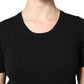 Black Cotton Round Neck Short Sleeve T-shirt