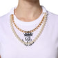 White Chain Pearl Cotton Round Neck T-shirt
