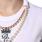 White Chain Pearl Cotton Round Neck T-shirt