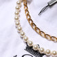 White Chain Pearl Cotton Round Neck T-shirt